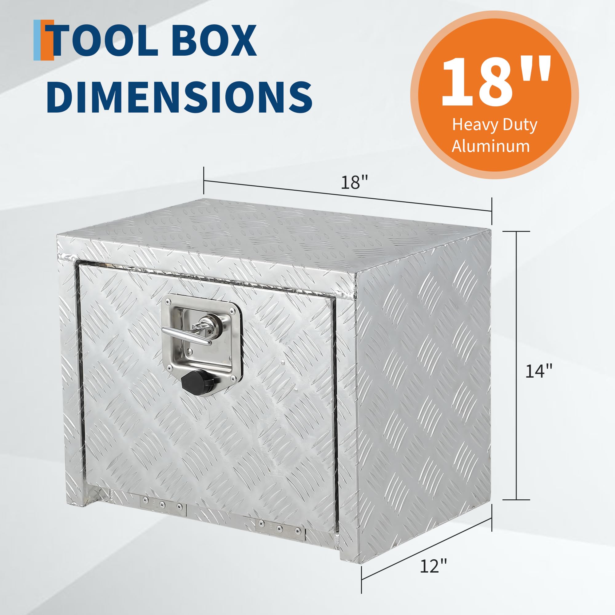 Garvee 18 Inch Heavy Duty Aluminum Underbody Tool Box, Waterproof Truck Storage Organizer Chest, Silver, for Pickup Truck Bed, RV Trailer