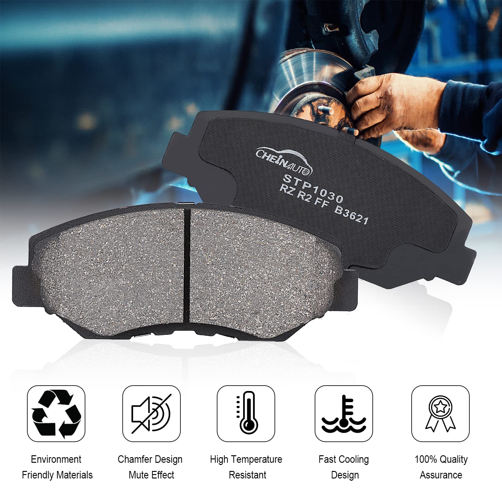 Garvee 4Pcs Premium Ceramic Front Disc Brake Pads Set with Steel Hardware Kits Replacement for 2013-2021 Ford F-250 Super Duty, 2013-2021 F-350 Super Duty