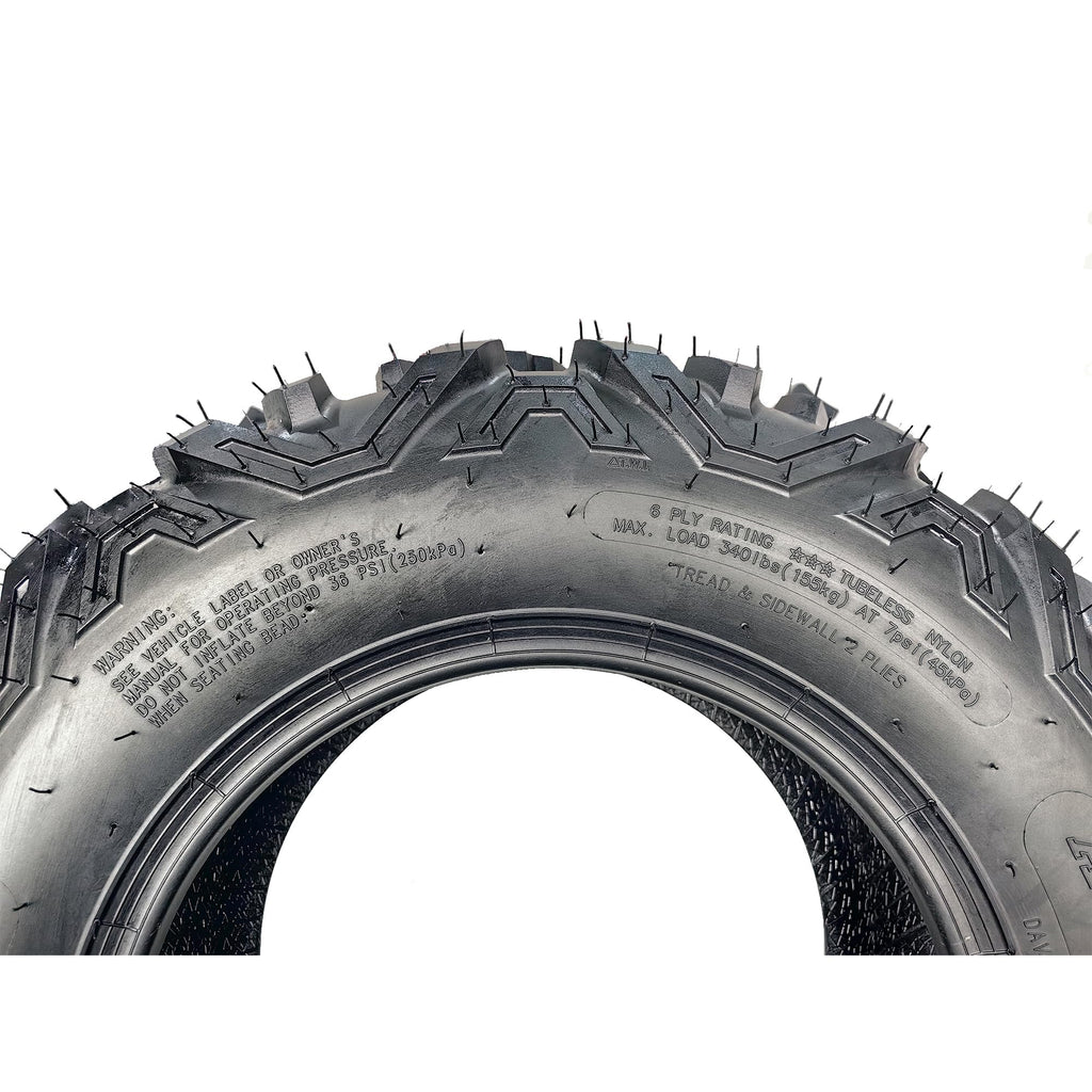 Garvee 25x8-12 ATV UTV Tires 6PR All-Terrain Tubeless Directional Knobby Tread Black