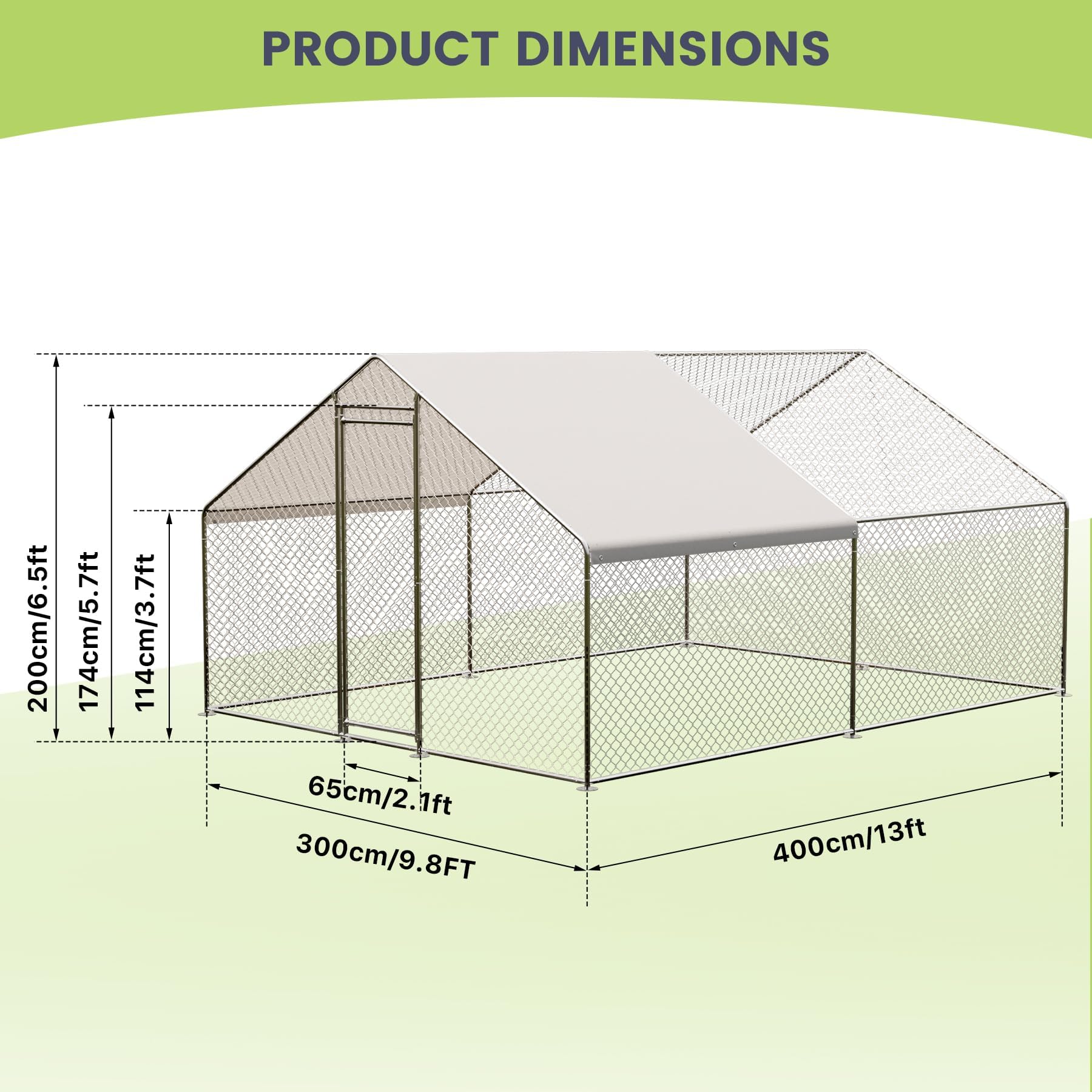 Garvee Large Metal Chicken Coop, Walk-in Poultry Cage, Chicken House with Waterproof and Anti-Ultraviolet Cover for Outdoor Yard Farm Silver 9.8X13.1X6.6FT