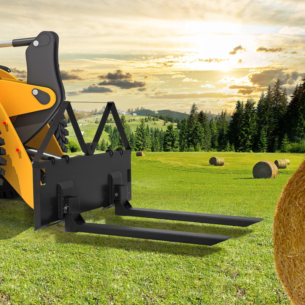 Garvee 46" Tractor Pallet Forks, 3200 lb Quick Attach Skid Steer Fork Attachment with 2" Receiver Hitch for Farms, Warehouses & Construction
