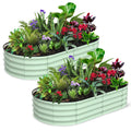 Garvee 2-Pack 6'x3'x1' Oval Galvanized Raised Garden Beds - Open Base, Large Metal Planter Boxes for Vegetables & Flowers, Tool-Free Assembly, Green