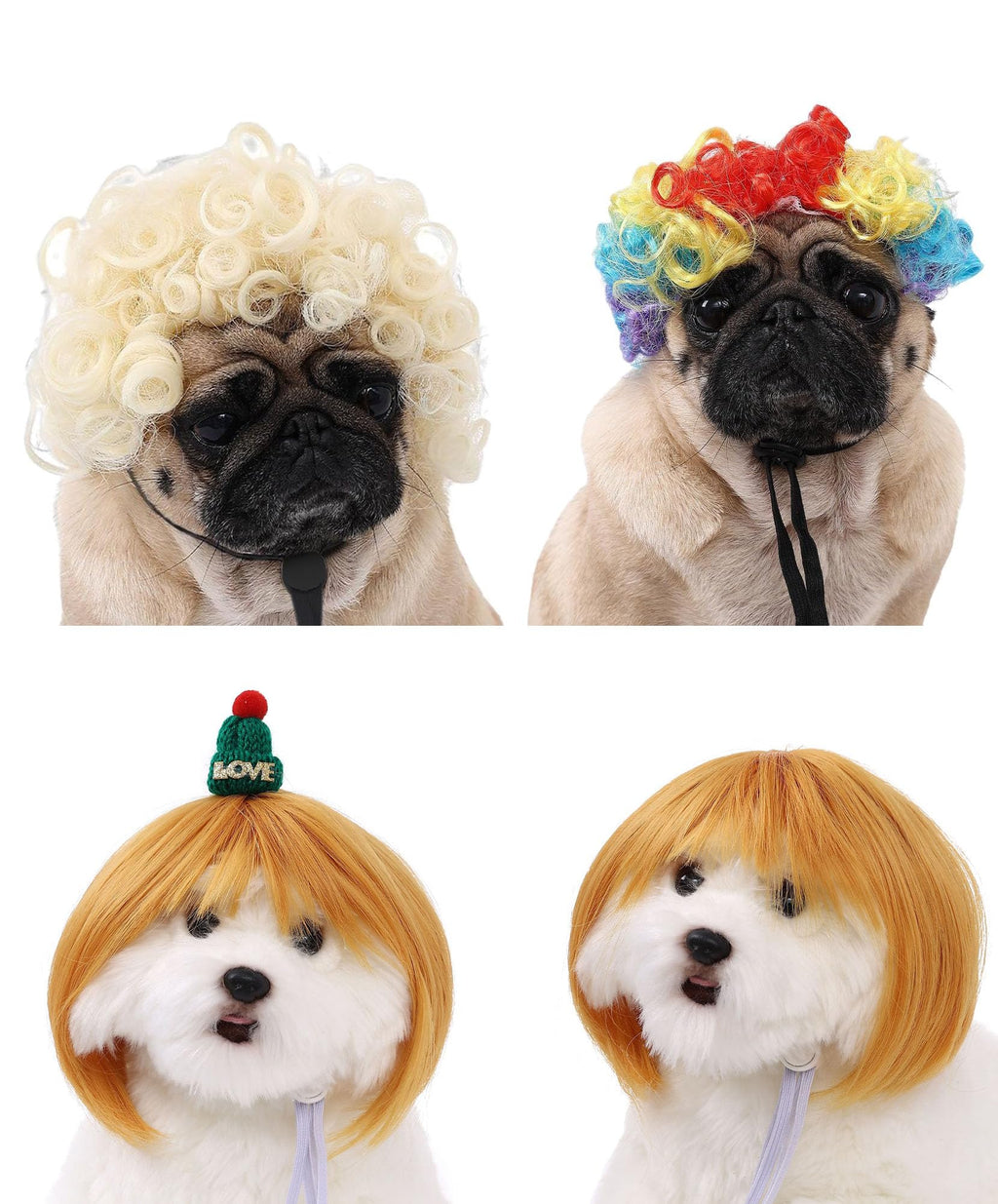 Garvee Funny Dog Cosplay Wig, Fashion Headwear Apparel Toy, Pet Supplies, Dog Dress Up for Halloween, Christmas, Parties, Festivals, Dog Wigs for Small Medium and Large Dogs
