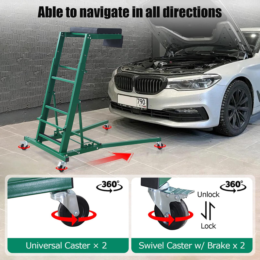 Garvee Adjustable Automotive Engine Creeper, Engine Creeper 48"-66", Top Automotive Creeper 400 Lbs Capacity for Home Garage, Workshop Repair Maintenance
