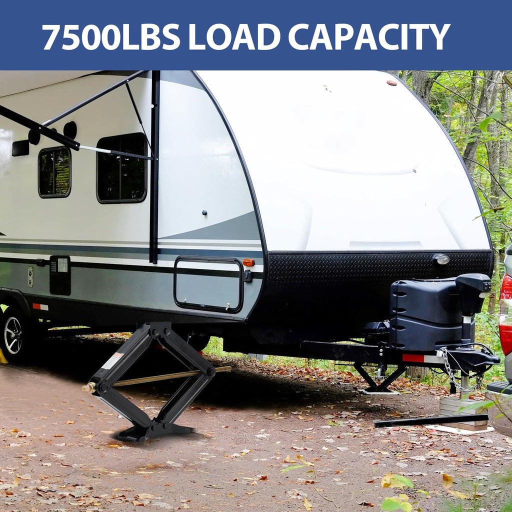 Garvee 7500 lbs RV Scissor Jacks - Set of 2 Heavy-Duty Steel Leveling Stabilizers, 4"-30" Adjustable Height for Campers, Trailers, 5th Wheels, and Motorhomes, Includes Crank Handle, Black, 2 Pack