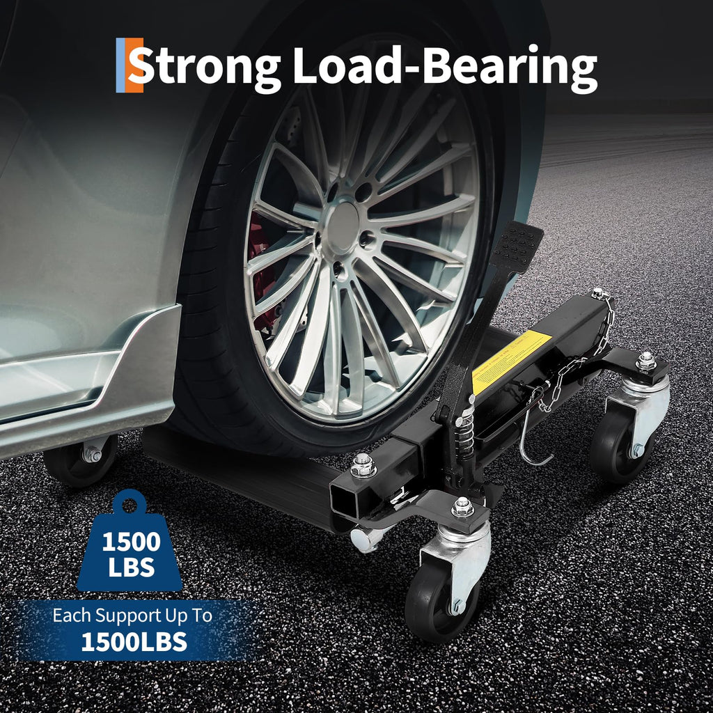 Garvee Car Dolly Jack Set of 2 Hydraulic Wheel Dolly Car Skate for Auto Repair Garage Moving Maintenance 1500 Lbs Black