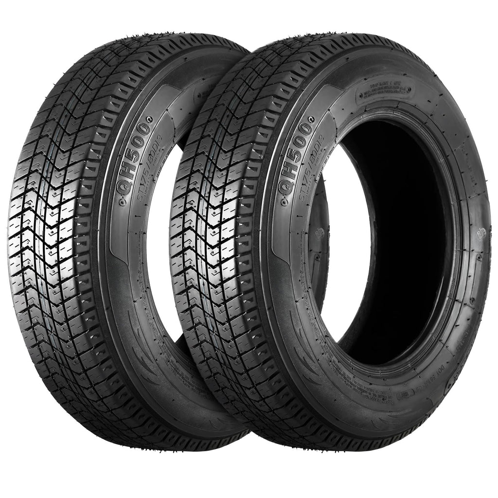 Garvee ST175/80D13 Trailer Tires Load Range C 6 Ply Set of 2 24 Inch Diameter Black