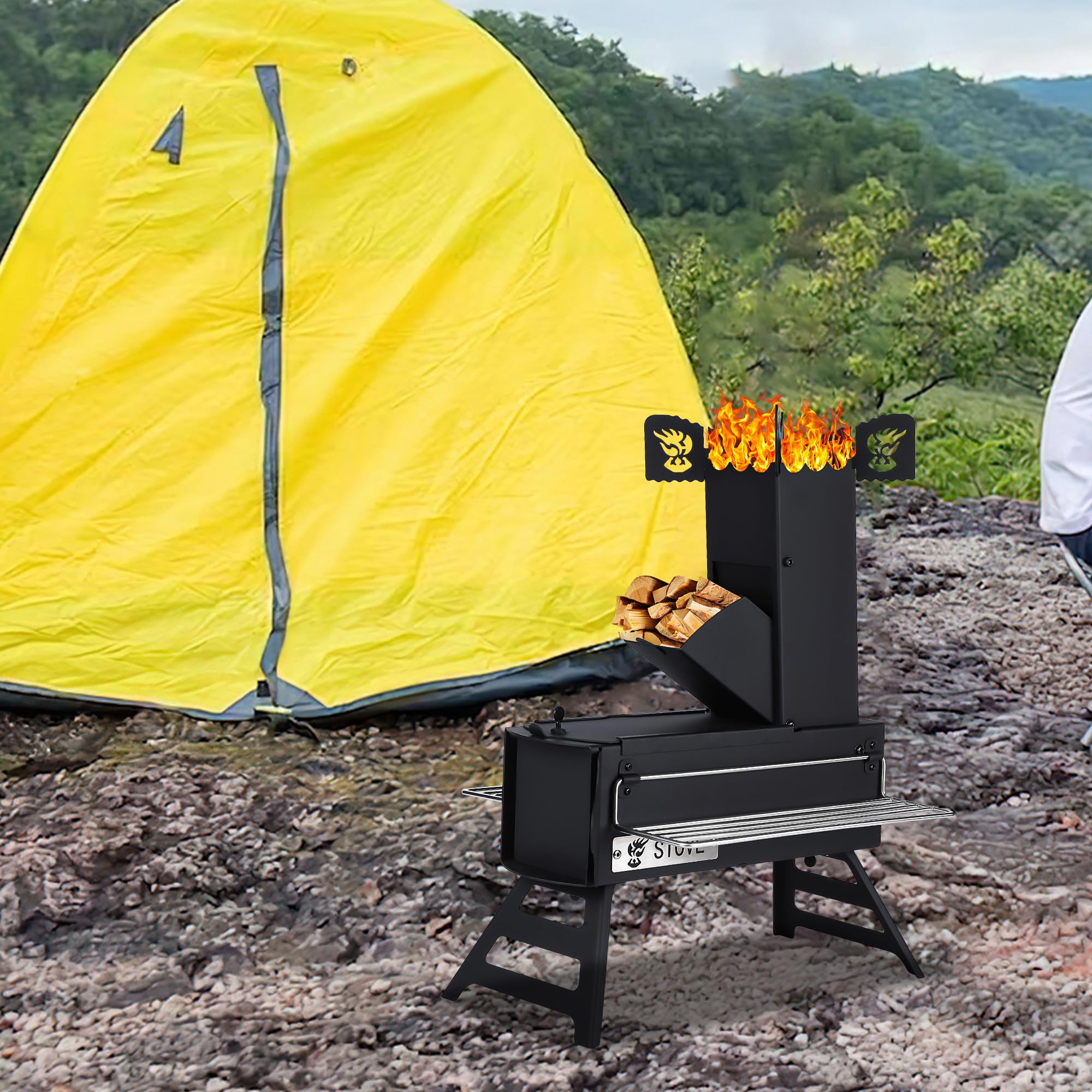 Garvee Rocket Stove for Camping,Portable Camping Stove for Cooking Wood Burning,Collapsible Backpacking Wood Stove,Minute Man Rocket Camp Stove, Outdoor Minuteman Cooking Stove, Stove Outdoor