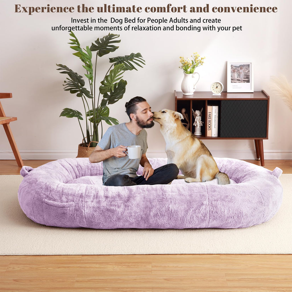 Garvee Giant Dog Bed for People, Washable & Plush Human Sized Dog Bed for Men and Women, Large Dog Bed Suitable for Adults, Anti-Slip Bean Bag for Large Dogs, Human-Sized Bed, 71"x43.3"x10"