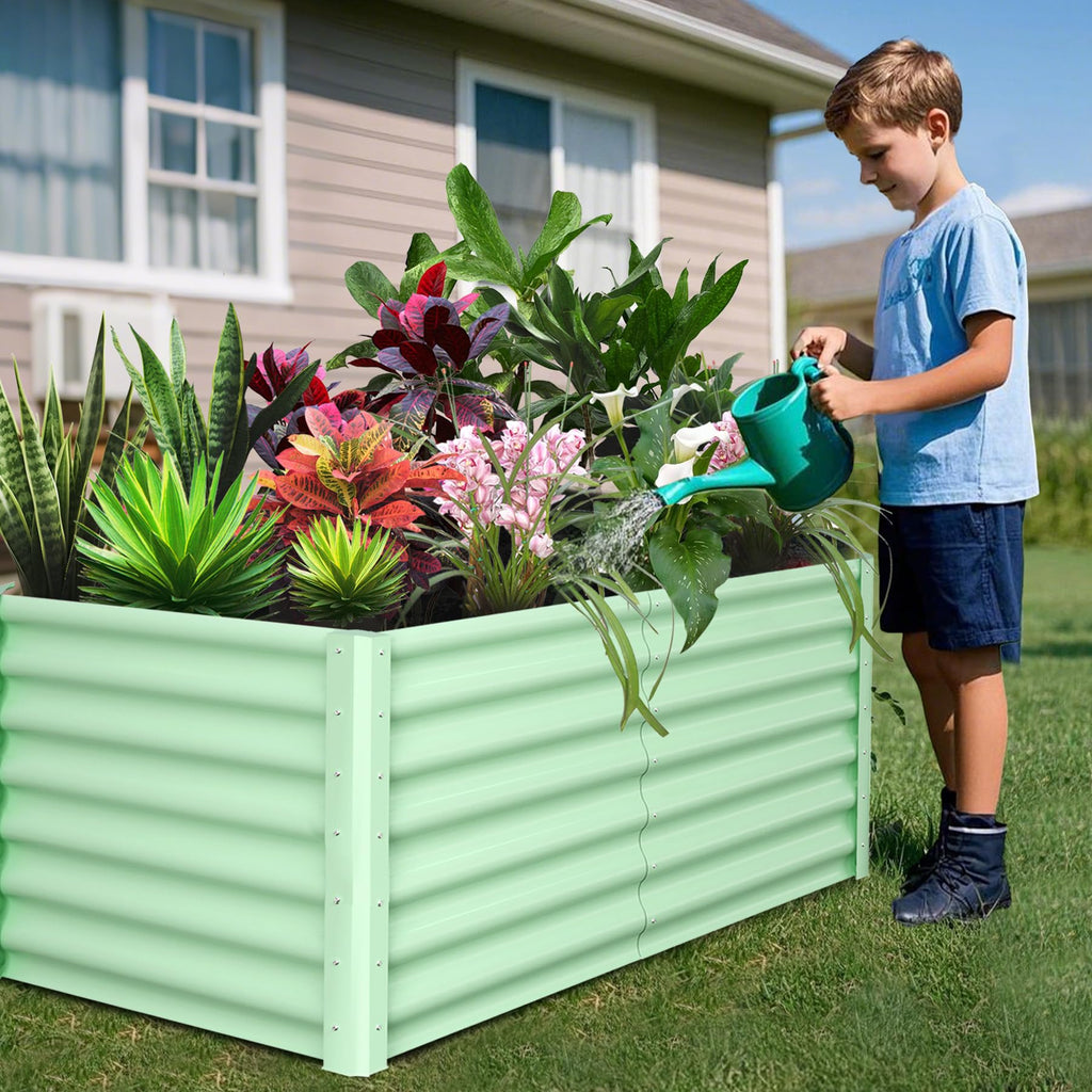 Garvee 8' X 4' X 2' Galvanized Raised Garden Bed, Outdoor Rectangular Metal Planter for Vegetables, Flowers & Herbs, Green