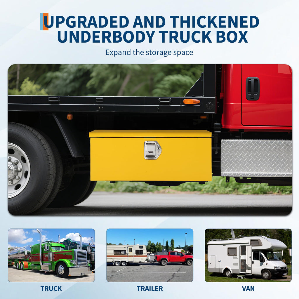 Garvee 30"X13"X10" Steel Truck Bed Tool Box, Diamond Plate, Side Handle & Lock Keys, Pickup Truck, Compact, Black