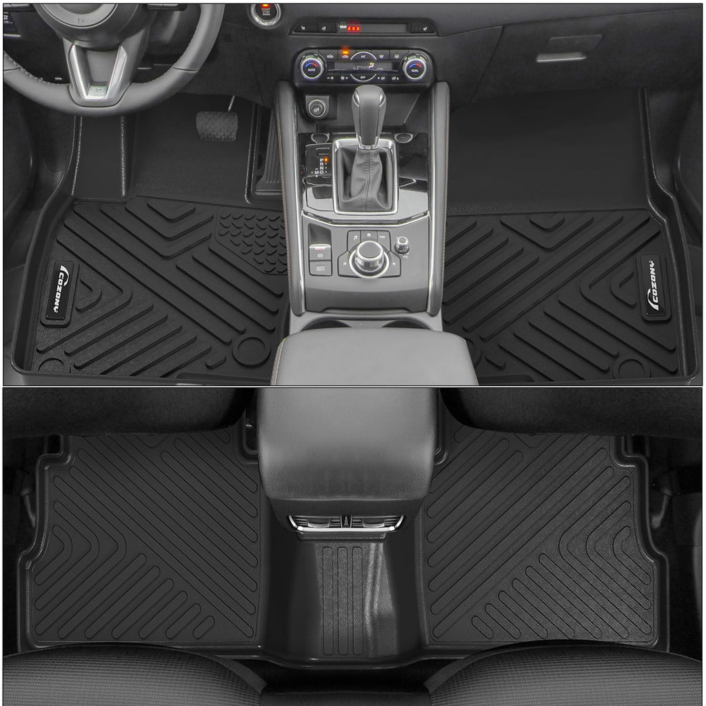 Garvee Custom Fit Floor Mats Compatible with Mazda CX-5, Black TPE All-Weather Floor Liners, Front & Rear Set, 2017-2024