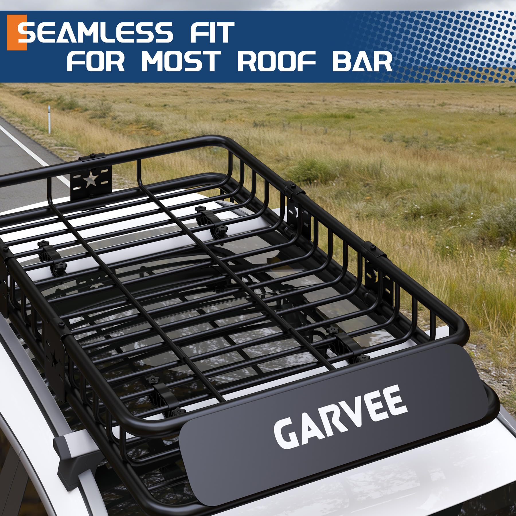 Garvee 46"x36"x4.5" Universal Roof Rack Basket, Heavy Duty Luggage Carrier for SUVs and Trucks, Black, 200 LBS Capacity