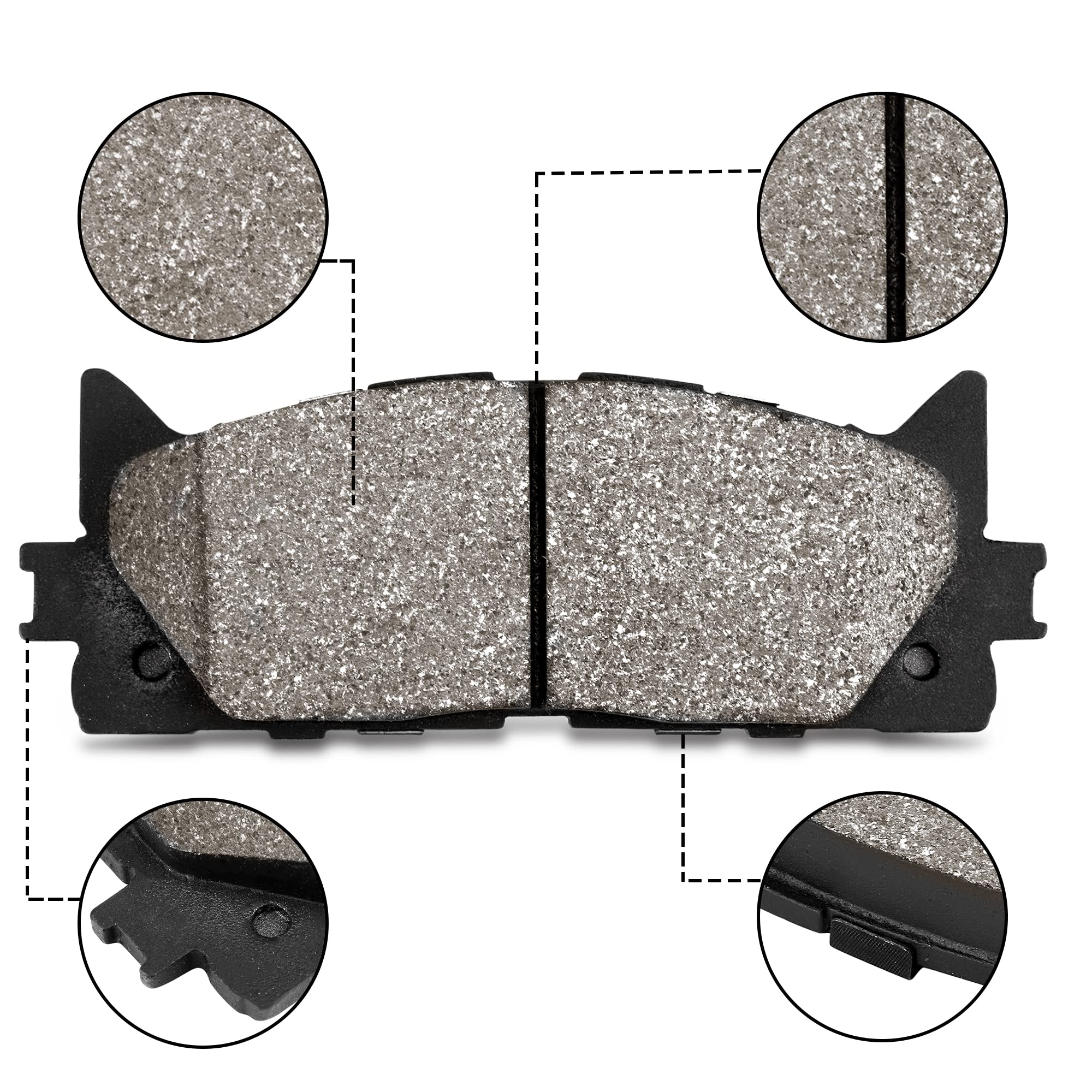 Garvee Premium Ceramic Rear Disc Brake Pads: 4 Pcs, Compatible with 2009-2013 Matrix, 2006-2018 RAV4, 2009-2010 Vibe, 2007-2019 Camry, 2008-2019 Avalon
