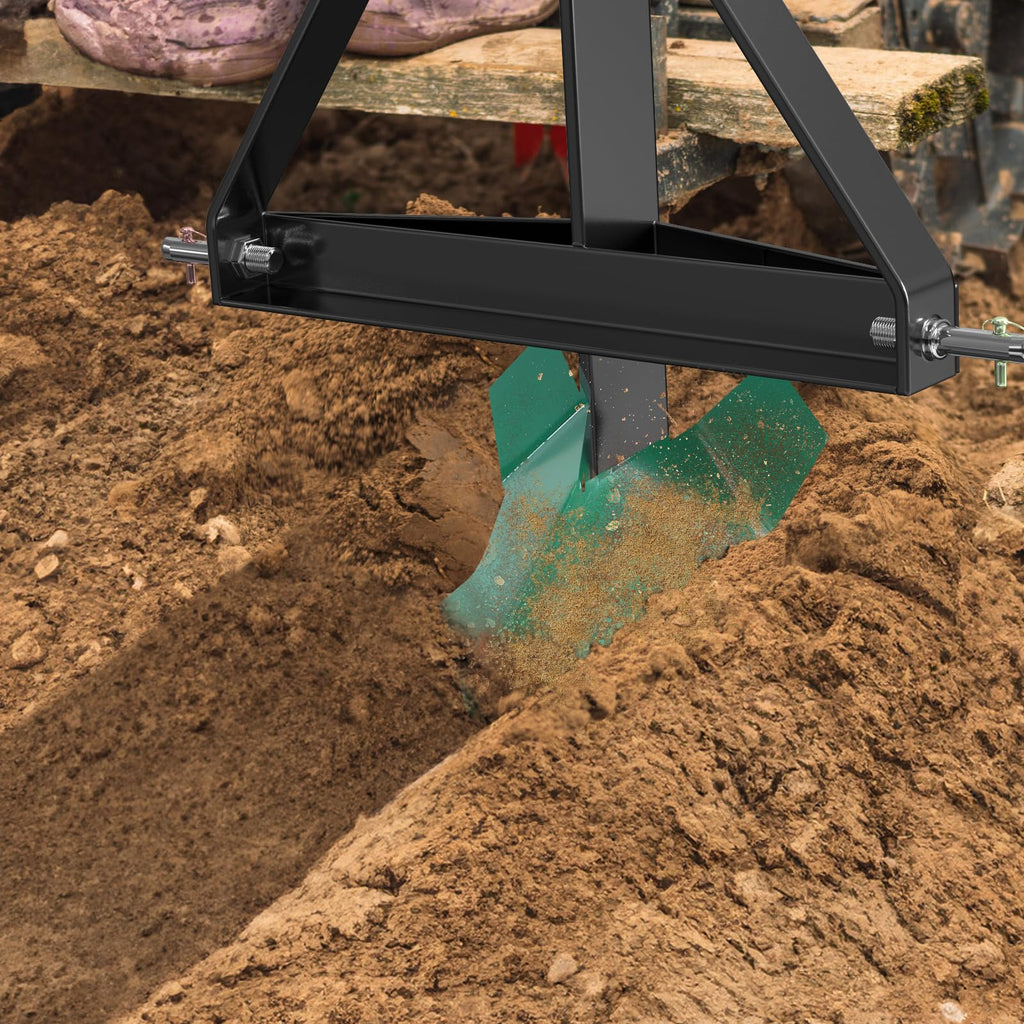 Garvee Heavy Duty Middle Buster Plow for 3-Point Hitch Tractors, Durable Steel Soil Tiller for Farming and Gardening Green