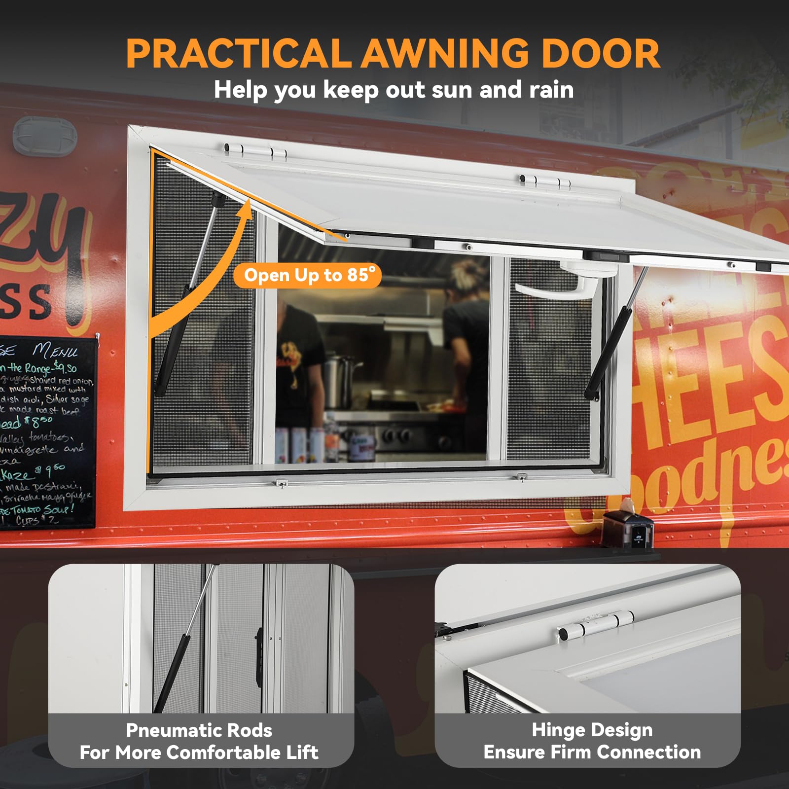 Garvee Concession Window 48"W x 36"H, Aluminum Alloy Food Truck Window, Concession Stand Window, Concession Awning Door Up to 85° Serving Window for Food Truck