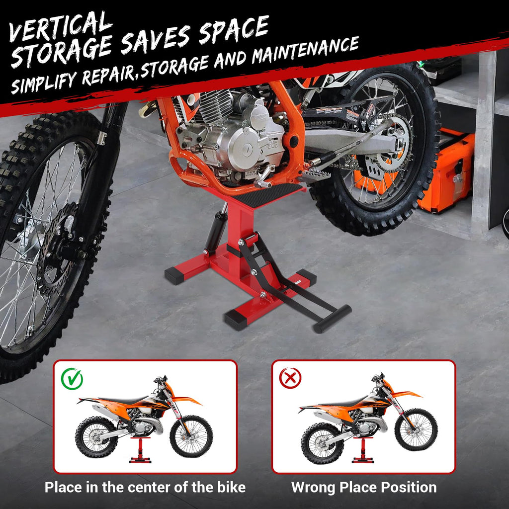 Garvee Dirt Bike Lift Stand, 440 lbs Capacity Motorcycle Jack Lift Stand Hydraulic Lift Operation, Adjustable Height Hoist Table,Quick Lift for Dirt Bike Repair&Maintenance, Dirt Bike Accessories
