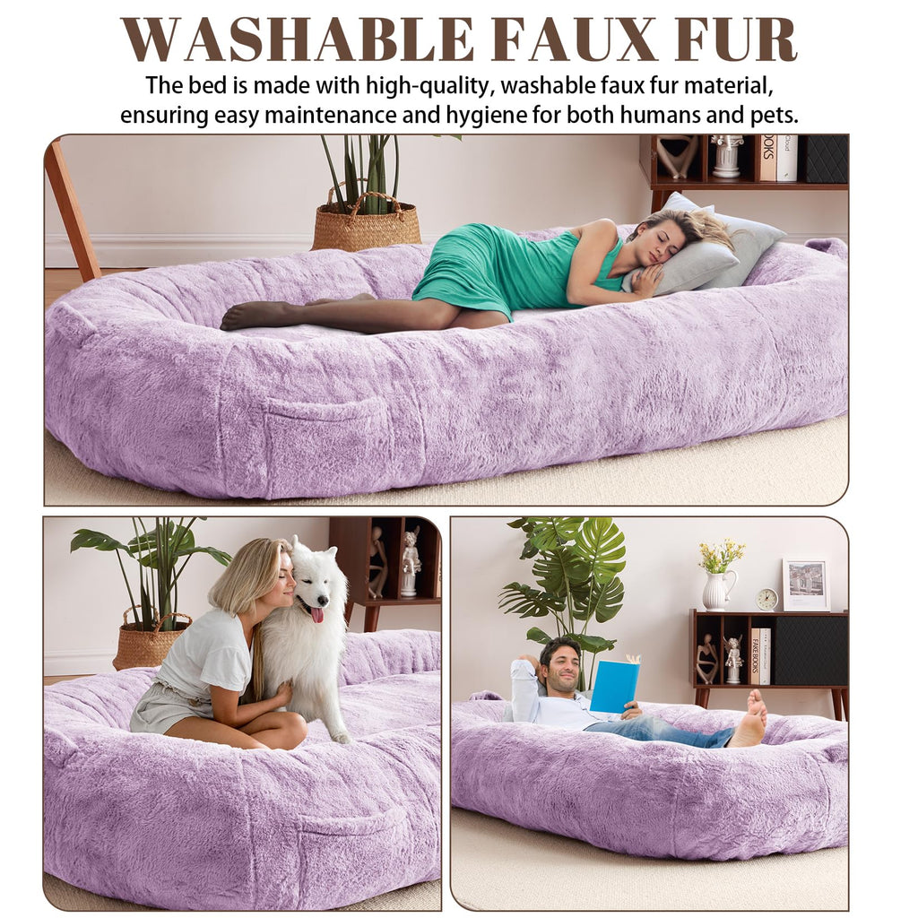 Garvee Giant Dog Bed for People, Washable & Plush Human Sized Dog Bed for Men and Women, Large Dog Bed Suitable for Adults, Anti-Slip Bean Bag for Large Dogs, Human-Sized Bed, 71"x43.3"x10"