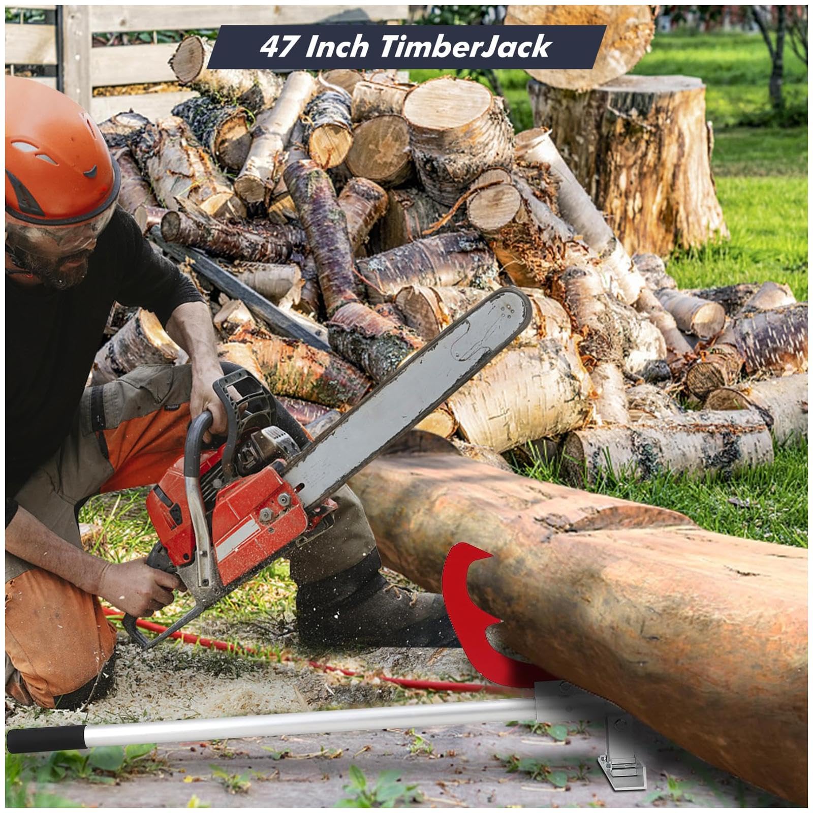 Garvee Timberjack with cant hook handle, aluminum log lifter, grip handle, includes gloves, Ideal for rolling and raising logs