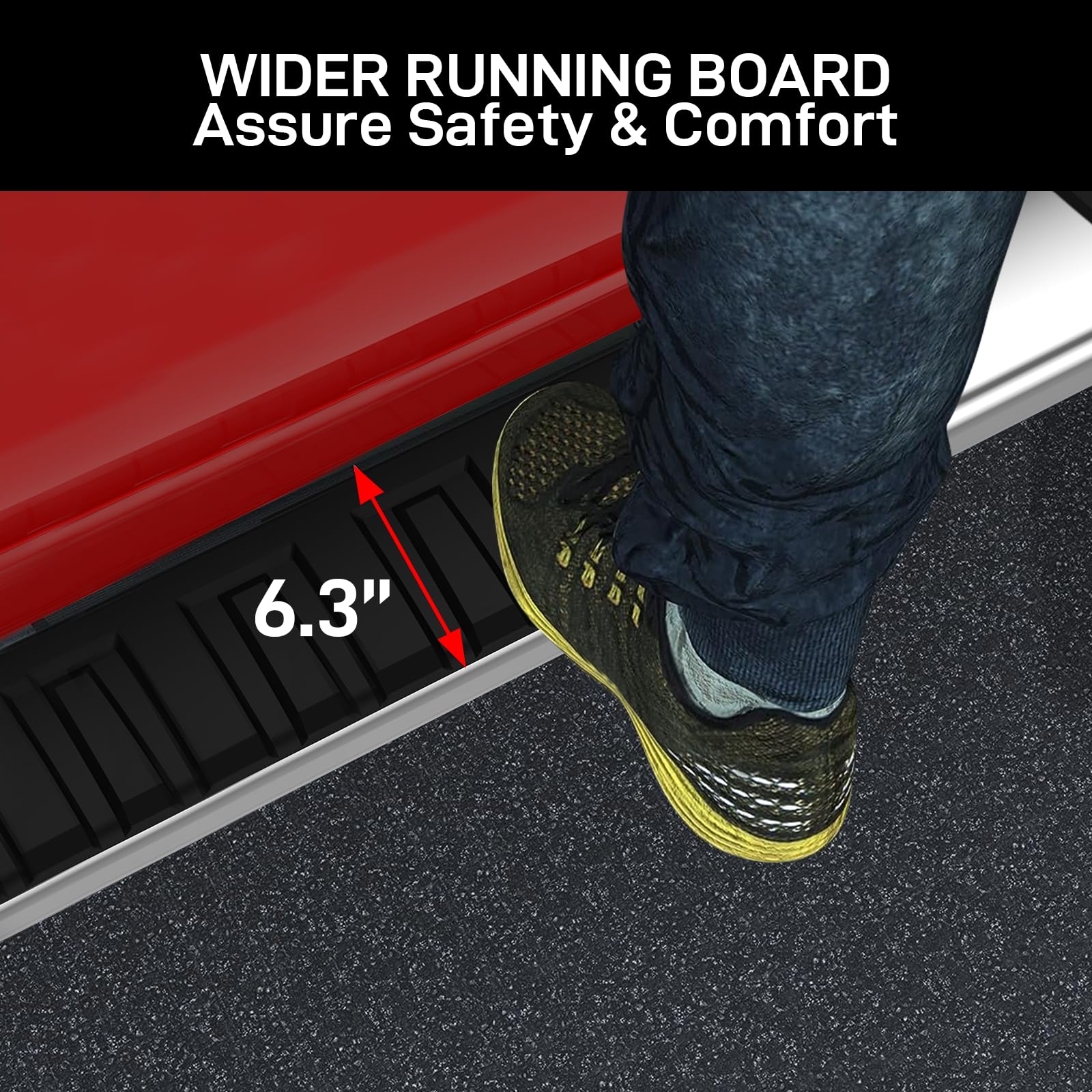 Garvee Running Boards, 6.3 Inch Stainless Steel Side Steps, Compatible with 2015-2025 Ford F-150 SuperCrew Cab (4 Doors Pickup), 2017-2024 F-250 F-350 Super Duty Crew Cab