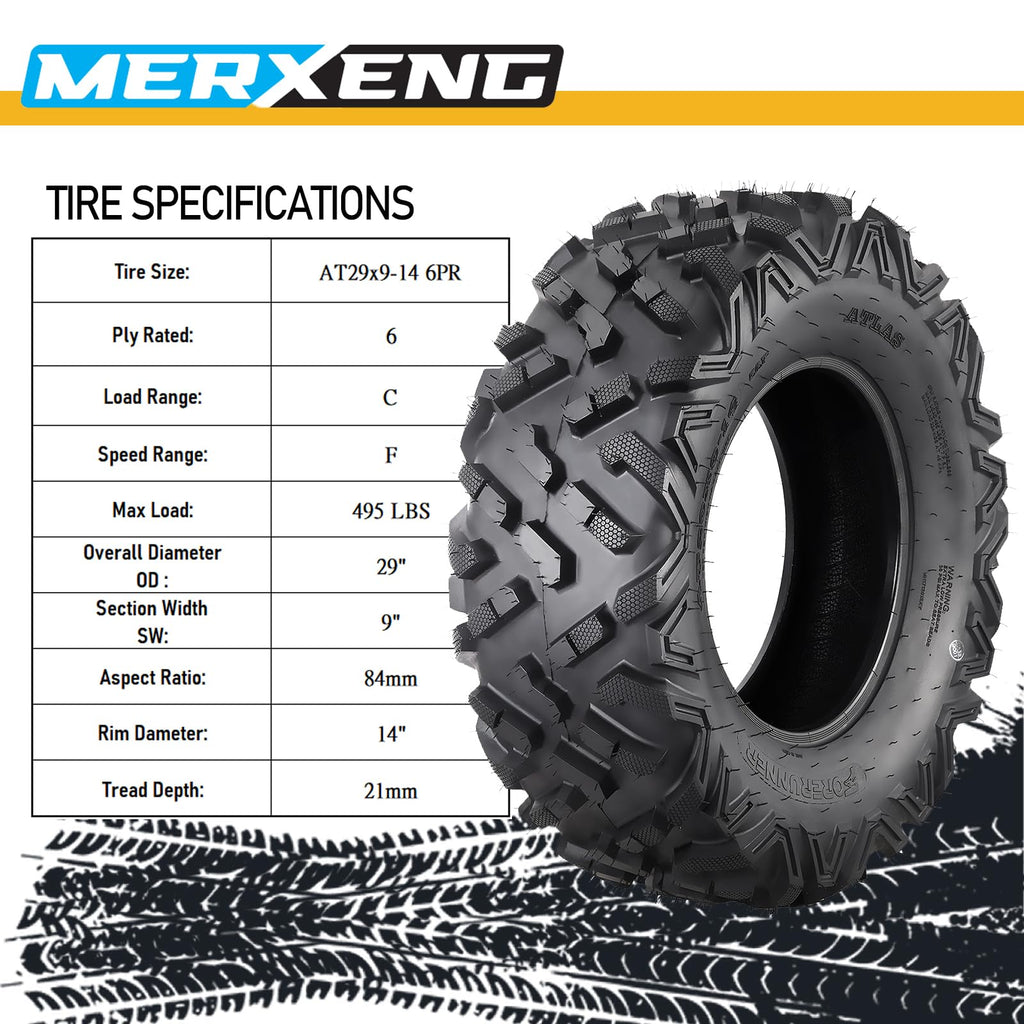 Garvee AT29x9-14 29x9x14 29x9R14 All Terrain Tires ATV UTV 6 PR Tubeless