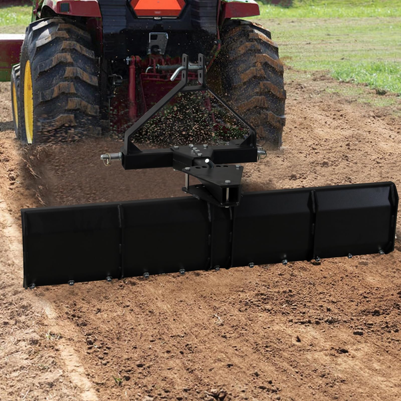 Garvee 3 Point Rear Grading Blade for CAT_0 & CAT_1 Tractor, 52" Width Heavy Duty Steel Scraper for Grading Driveways, Arenas, Top Soil, Gravel and More