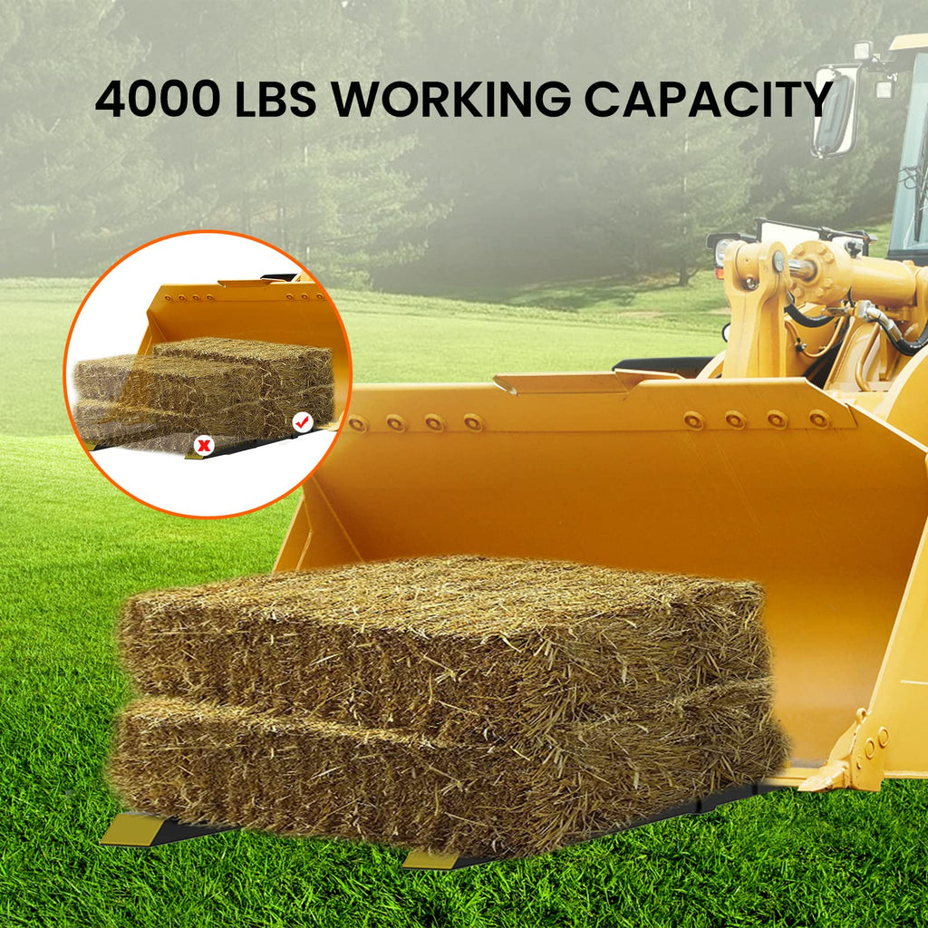 Garvee 60" 1500lbs Clamp on Pallet Forks, Heavy Duty Fork Rack with Adjustable Stabilizer Bar (17.5"-35") for Loader Bucket Skid Steer Tractor