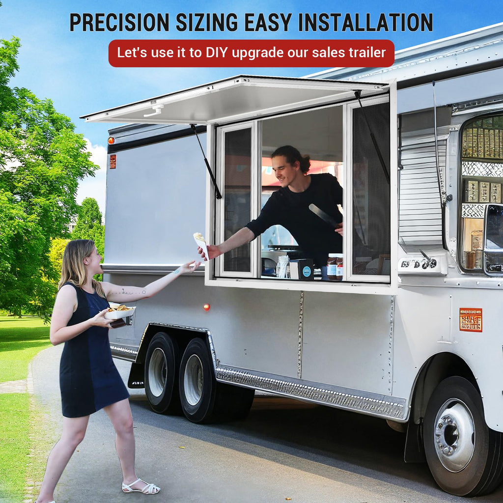 Garvee 45"W x 30"H Aluminum Alloy Food Truck Concession Window - 4 Sliding Screen Windows, Awning Door, Durable and Secure Design