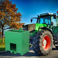 GARVEE 800LBS 3-Point Ballast Box - Cat 1 Tractor w/2" Hitch, 5 ft³ Steel Loader Attachment (Sliding Door, Heavy-Duty, Green)