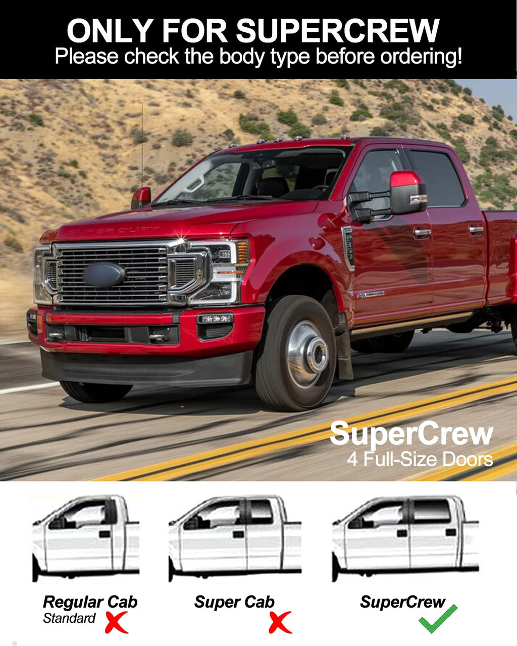 Garvee Running Boards 6.3 Inches Compatible with 2015-2023 Ford F-150, 2017-2022 Ford F-250 F-350 Super Duty, SuperCrew(4 Full-Size Doors) Aluminum Side Steps Nerf Bars