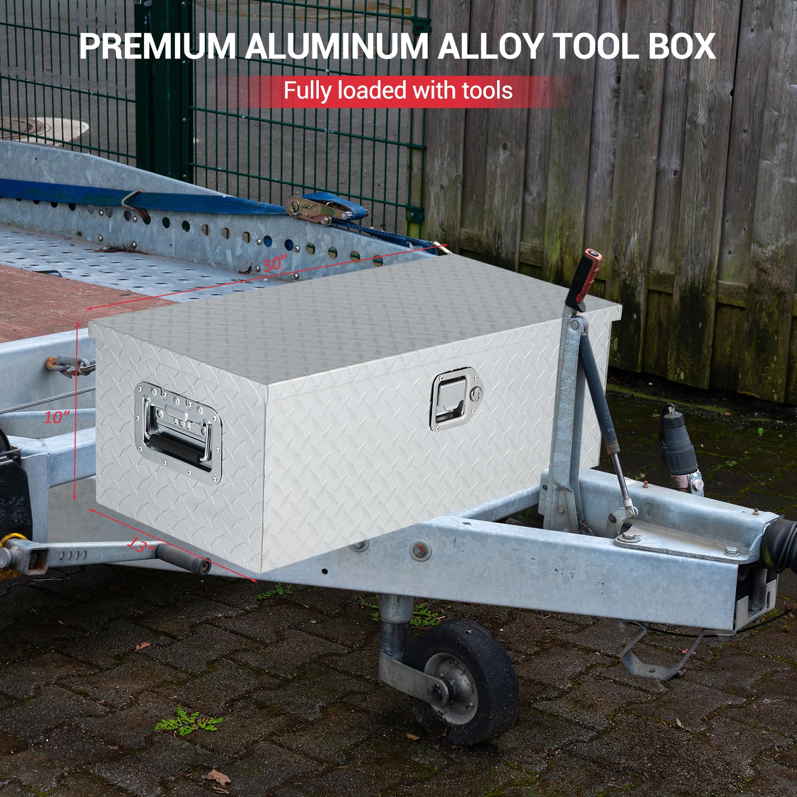 Garvee 30 Inch Aluminum Truck Tool Box, Truck Bed Storage Box with Security Lock and Wider Handles, Heavy Duty Waterproof Tool Box Organizer Chest for Pick Up Truck Rv Trailer - Silver