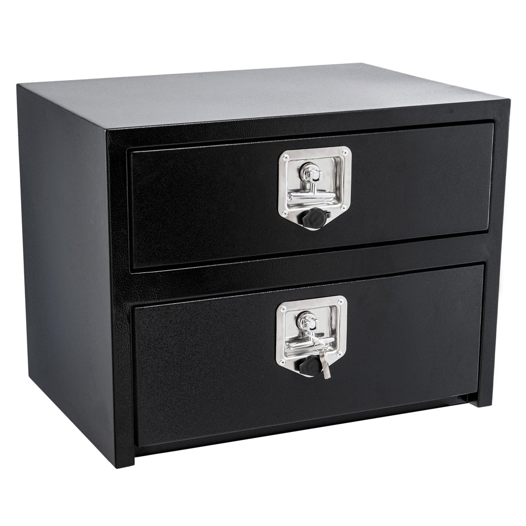 Garvee 24"x18"x20" Black Steel Truck Tool Box with Drawer, Two-Tier Organizer for Truck Bed, Waterproof Underbody Toolbox, Black