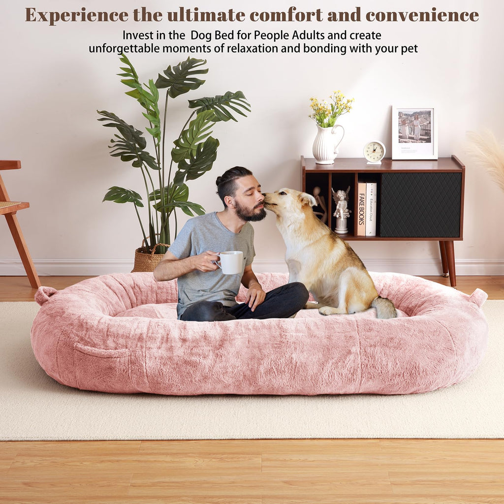 Garvee Giant Dog Bed for People, Washable & Plush Human Sized Dog Bed for Men and Women, Large Dog Bed Suitable for Adults, Anti-Slip Bean Bag for Large Dogs, Human-Sized Bed, 71"x43.3"x10"