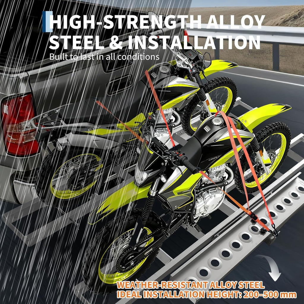 Garvee Ultra-Duty 600LB Motorcycle Hitch Carrier with Anti-Wobble System and Non-Slip Arched Ramp for Dirt Bike Transport, 2" Universal Hitch, Steel Construction