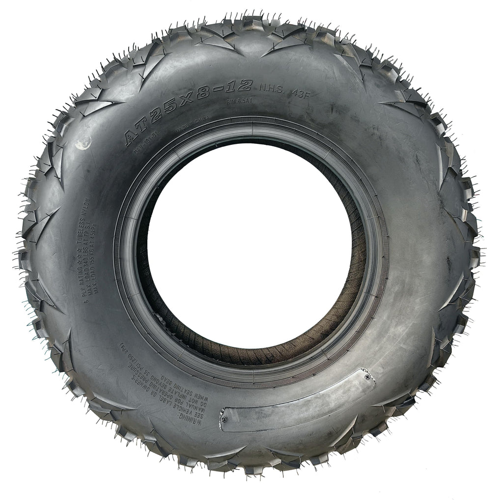 Garvee ATV Tire 25x8-12 6PR All-Terrain Tubeless Tires 2Pack for ATV UTV, Durable Black 12 Inch