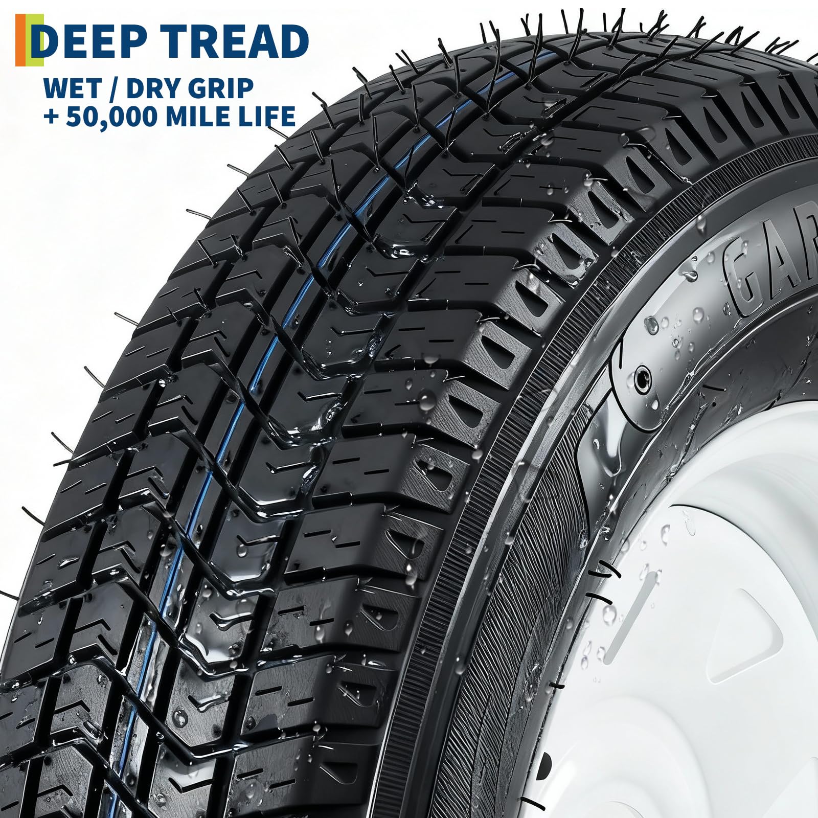 Garvee ST205/75D15 Trailer Tire and Wheel Assembly, Heavy-Duty Load Range C 6PR, 15 Inch White Modular Wheel for Utility Boat Camper Trailers, Set of 2