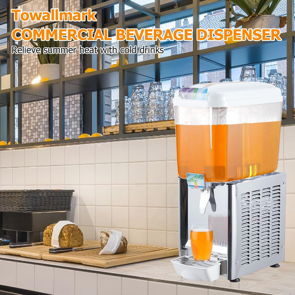 GARVEE 18L (4.8 Gallon) Commercial Juice Dispenser, 1 Tank 180W, Stainless Steel Beverage Dispenser for Lemonade, Party, Restaurant