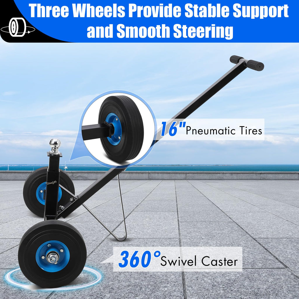 Garvee Adjustable Trailer Dolly with 1000lbs Load Capacity, Heavy Duty Carbon Steel Trailer Mover for Moving Car RV Boat Trailer, 19-26 Inch Adjustable Height, 2 Inch Ball & 16 Inch Pneumatic Tires
