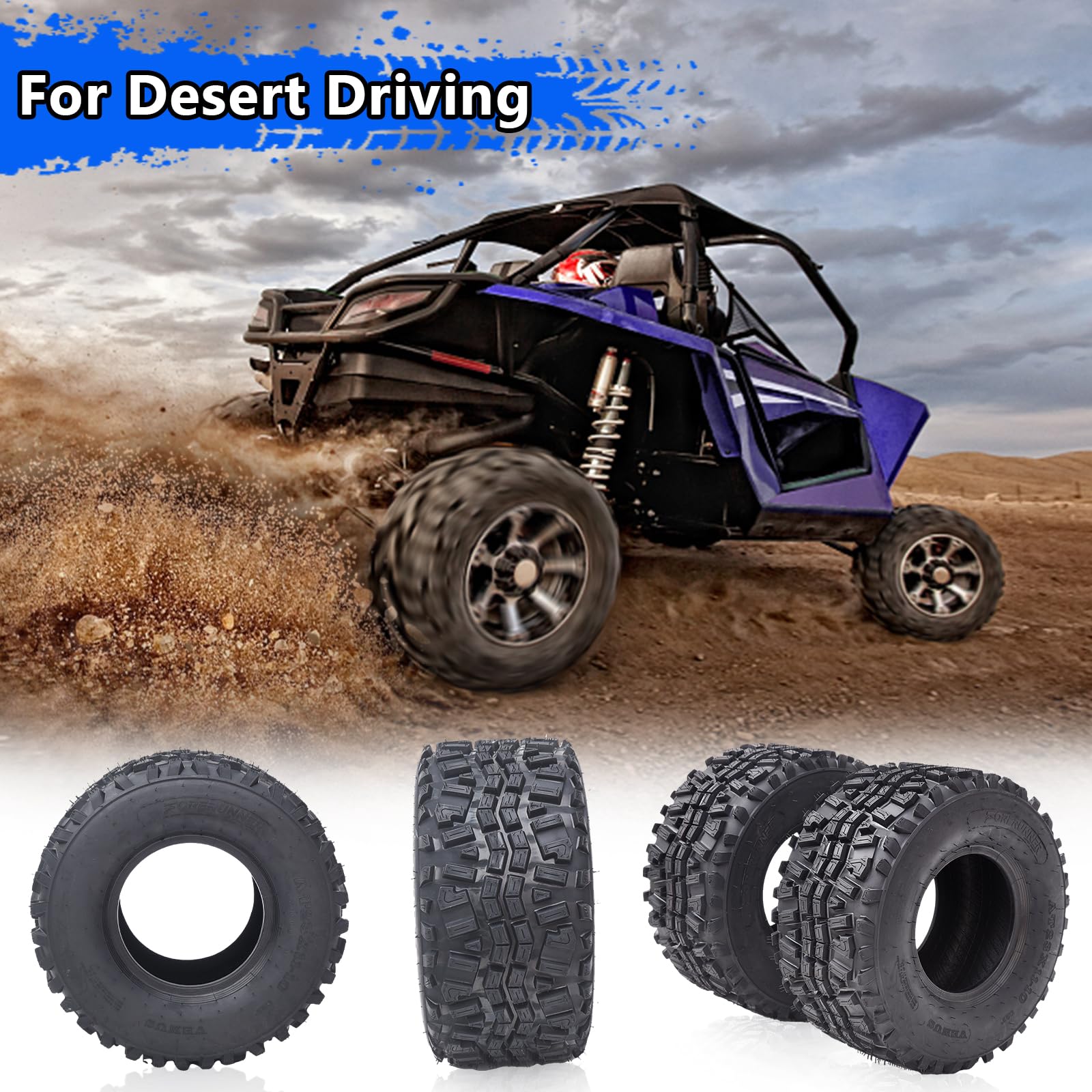 Garvee Set of 2 ATV UTV all-terrain Tires 22X8-10 4PR, Oblique Construction Non-Directional Tread Pattern QD-115, Pair of 2 UTV Tires for Suitable for Mud, Gravel, Sand, Rocky