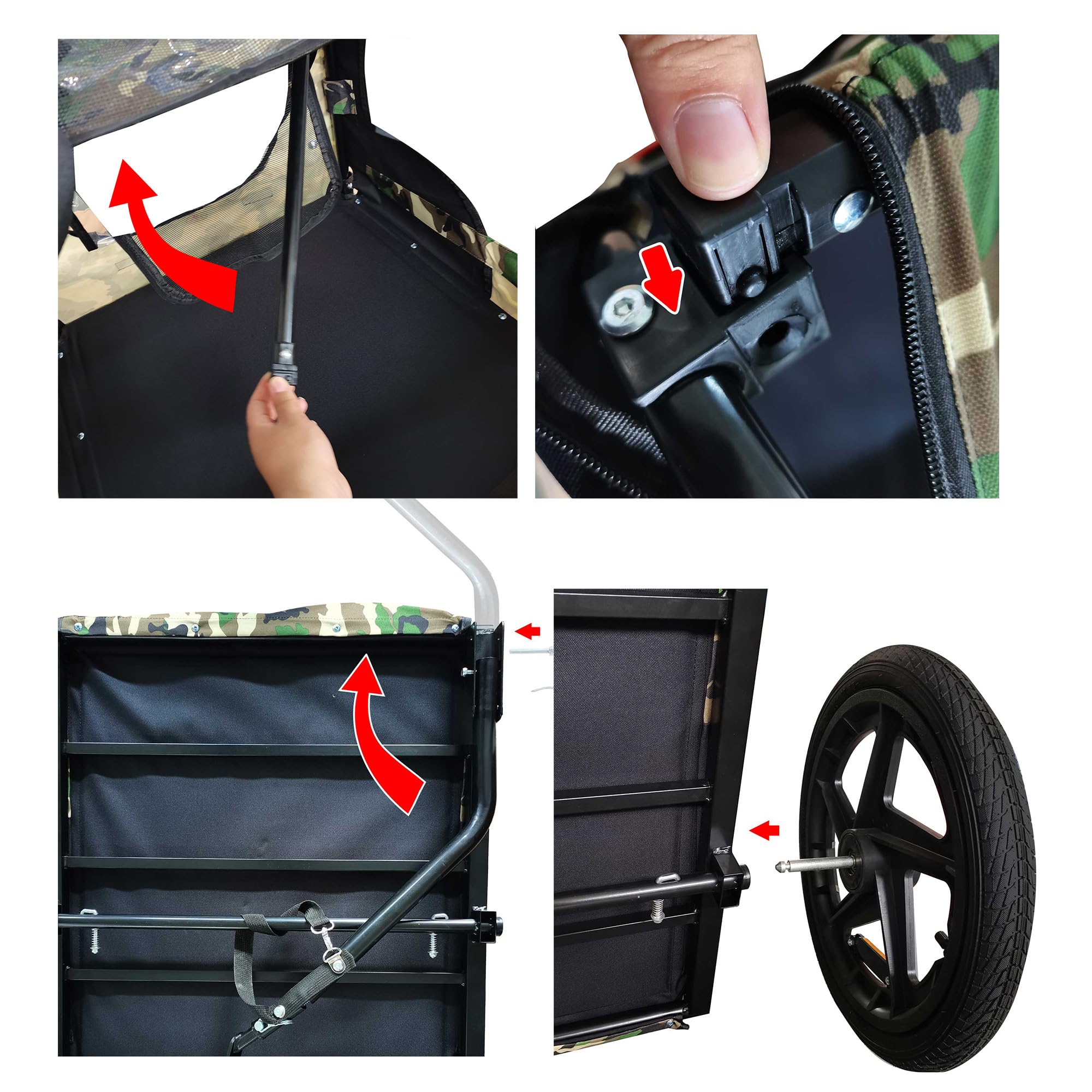 Garvee Portable Pet Stroller with D-Ring Oxford Fabric Steel Frame Foldable Heavy-Duty Dog Carriers for Medium Dogs Red