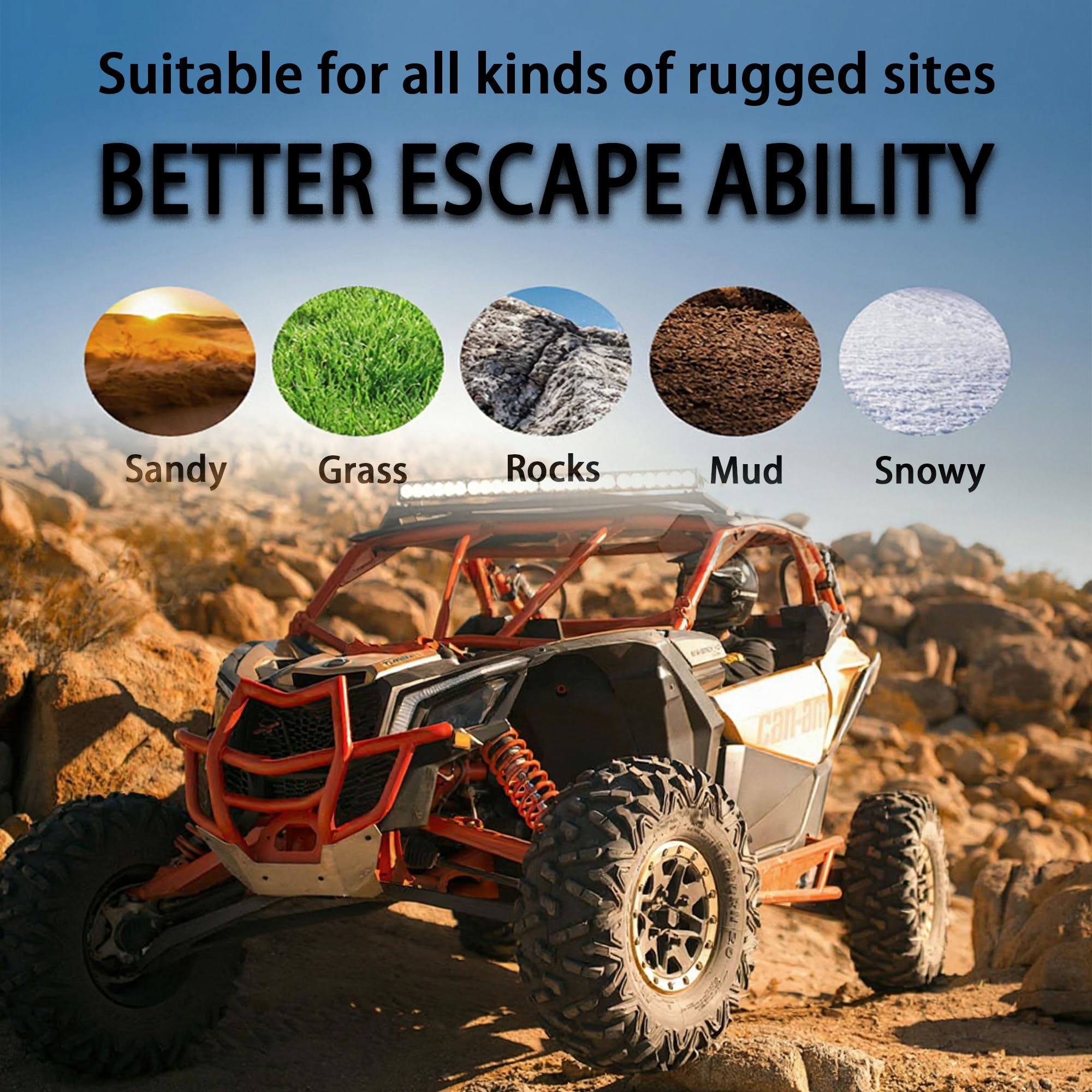 Garvee 25x10-12 ATV/UTV Tires - 2PCS All-Terrain Off-Road Trail Sand Tires, 16mm Tread Depth, 6PR Tubeless (25x10x12), Black
