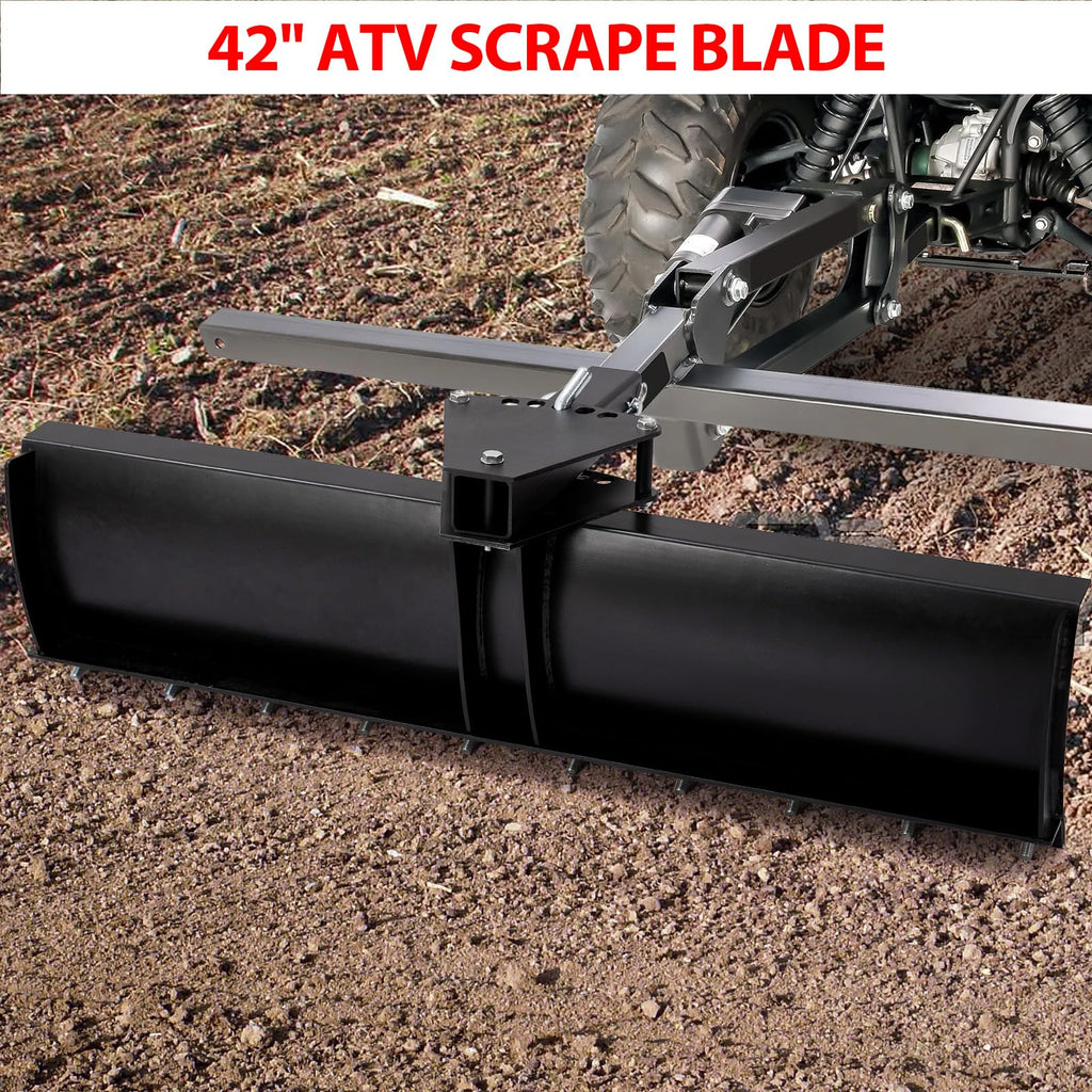 Garvee ATV/UTV 3-Position Blade, Impact Implements Scrape Blade, 5 Adjustable Angles, Universal Compatibility with 2 inch outer diameter Receivers, Driveway Grader, Dirt Ground Leveler, Snow Plow Kit