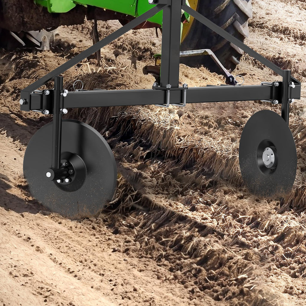 Garvee 48" Adjustable Disc Bedder, Heavy Duty Garden Disc Plow Compatible for Category 1, 3 Point Quick Hitch for Tractor , Cultivator Garden Bedder and Hiller Attachment, 16" Disc Blades, Black