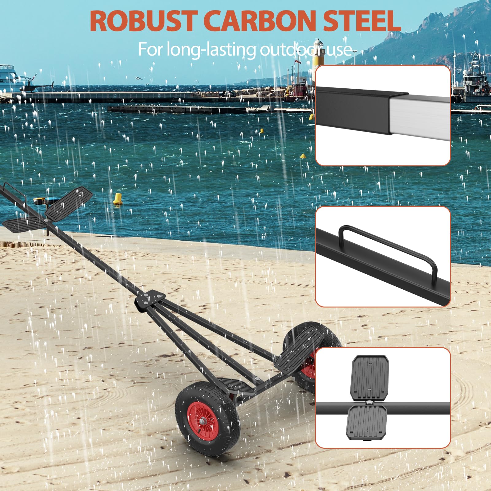 Garvee 420 Lbs Capacity Trailer Dolly, Carbon Steel Trailer Mover with 96"-116" Adjustable Length & 18" Solid Tires for Moving Boat Trailers/Utility/RV/Cargo Trailers