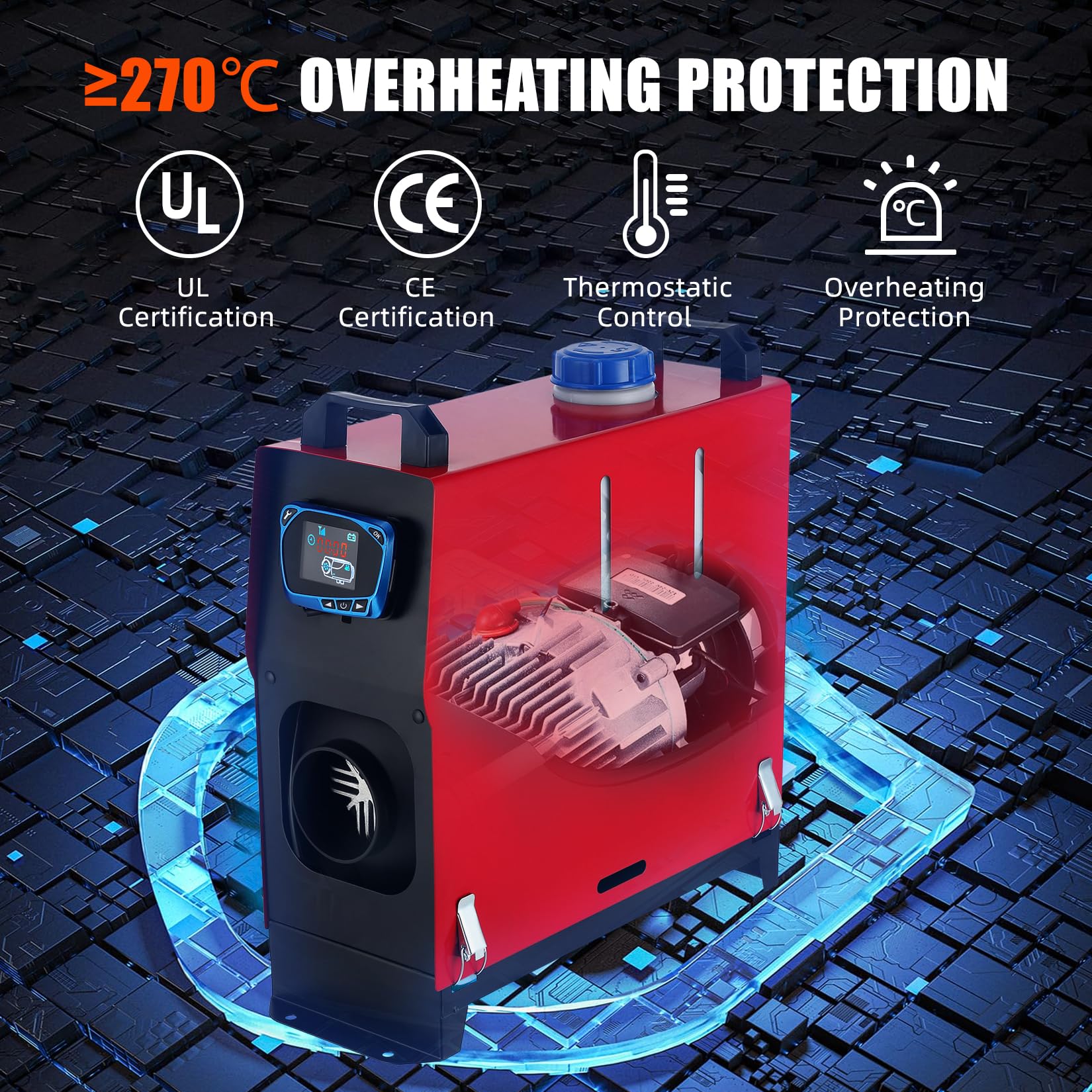 Garvee 5KW 12V Diesel Heater, All-in-One Diesel Air Heater, Portable Diesel Heater with Remote Control & LCD Monitor, Quick Heating for Car,RV,Truck, Camper,Trailer,Red