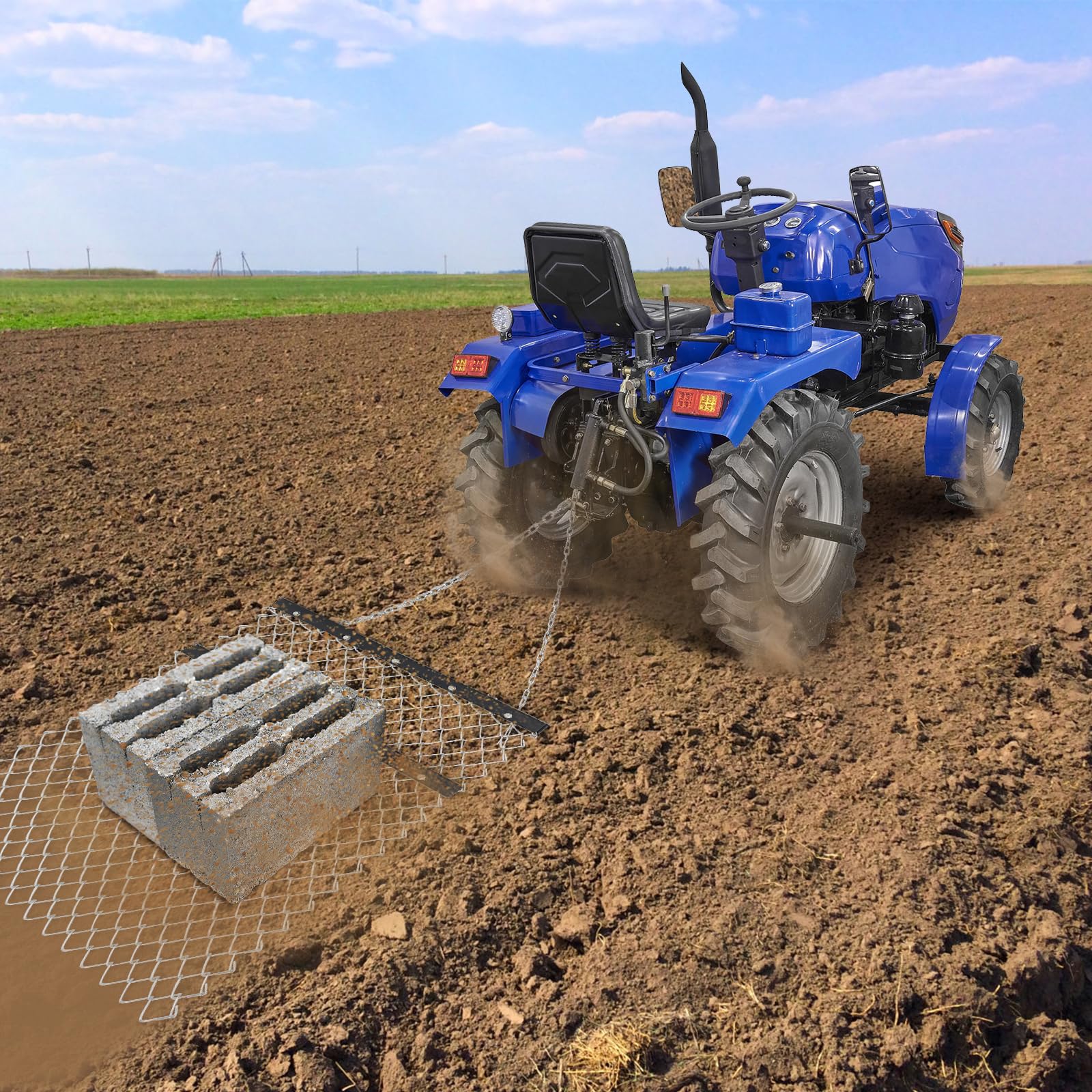Garvee 4' x 5' ATV/UTV Drag Harrow - Chain Harrow for Landscape Leveling, Gravel Driveway, Yard, Farm, Garden, Durable Tractor Attachment