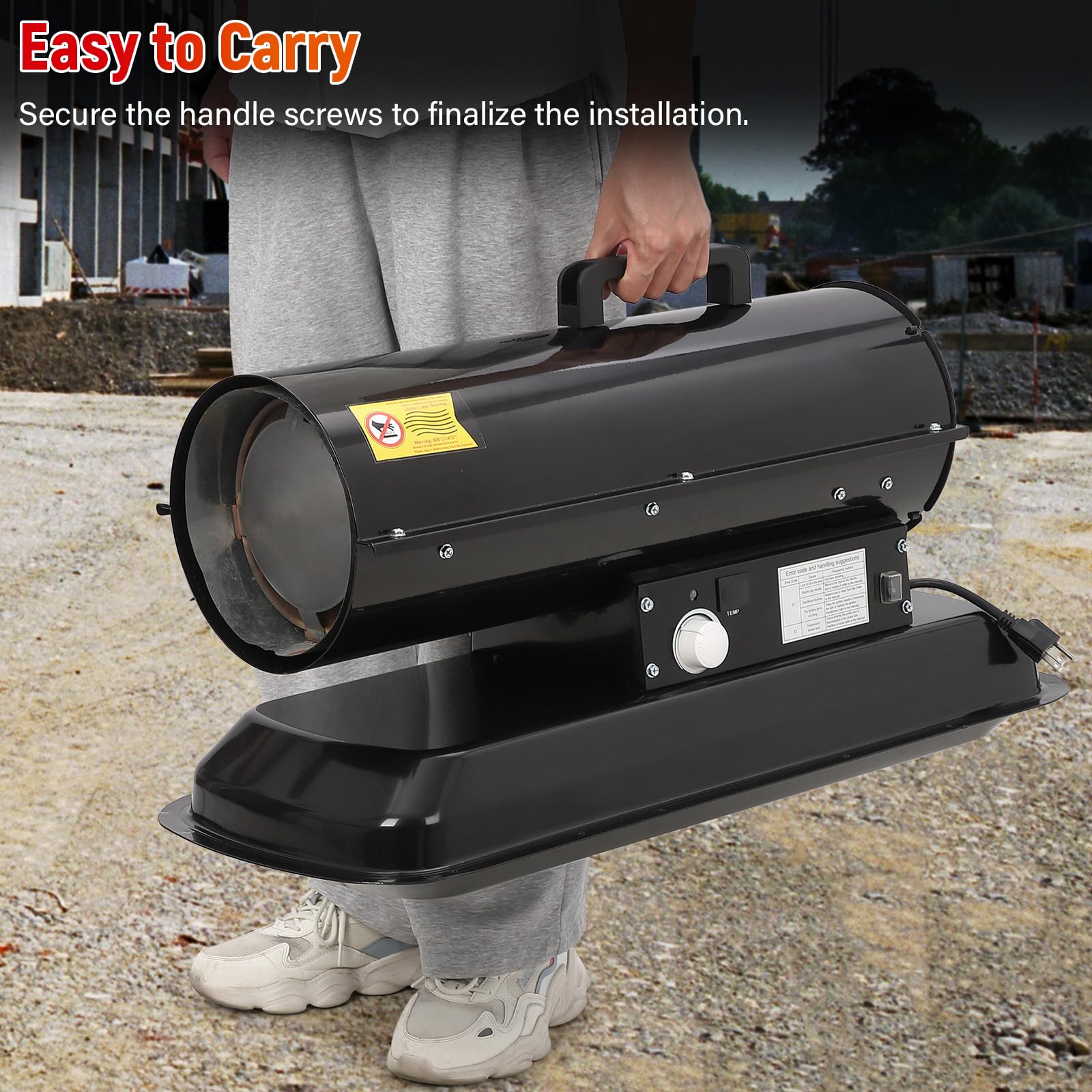 Garvee Diesel and Kerosene Space Heater, 80000 BTU, Portable Forced Air Heater with Thermostat, 18L Fuel Tank, for Outdoor, Indoor, Workshop, Black
