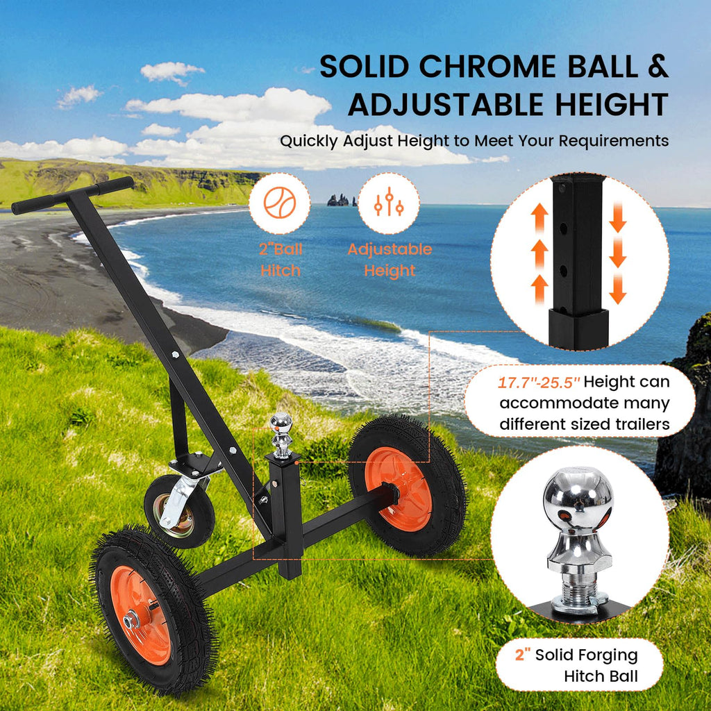 Garvee Adjustable Trailer Dolly with 1000lbs Weight Capacity, Boat Trailer Dolly with 2 Inch Ball & Pneumatic Tires, 17.7''-25.5'' Adjustable Height & Universal Wheel, for Moving Car RV Trailer