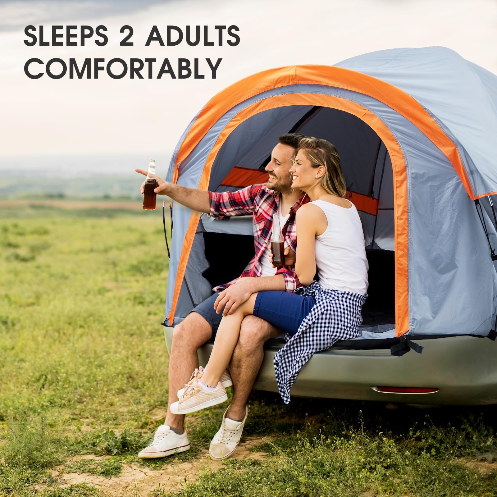 Garvee Trunk Bed Tent Waterproof PU2000mm Double Layer Camping Tent with Rainfly and Storage Bag Spacious 5.5ft Standing Height