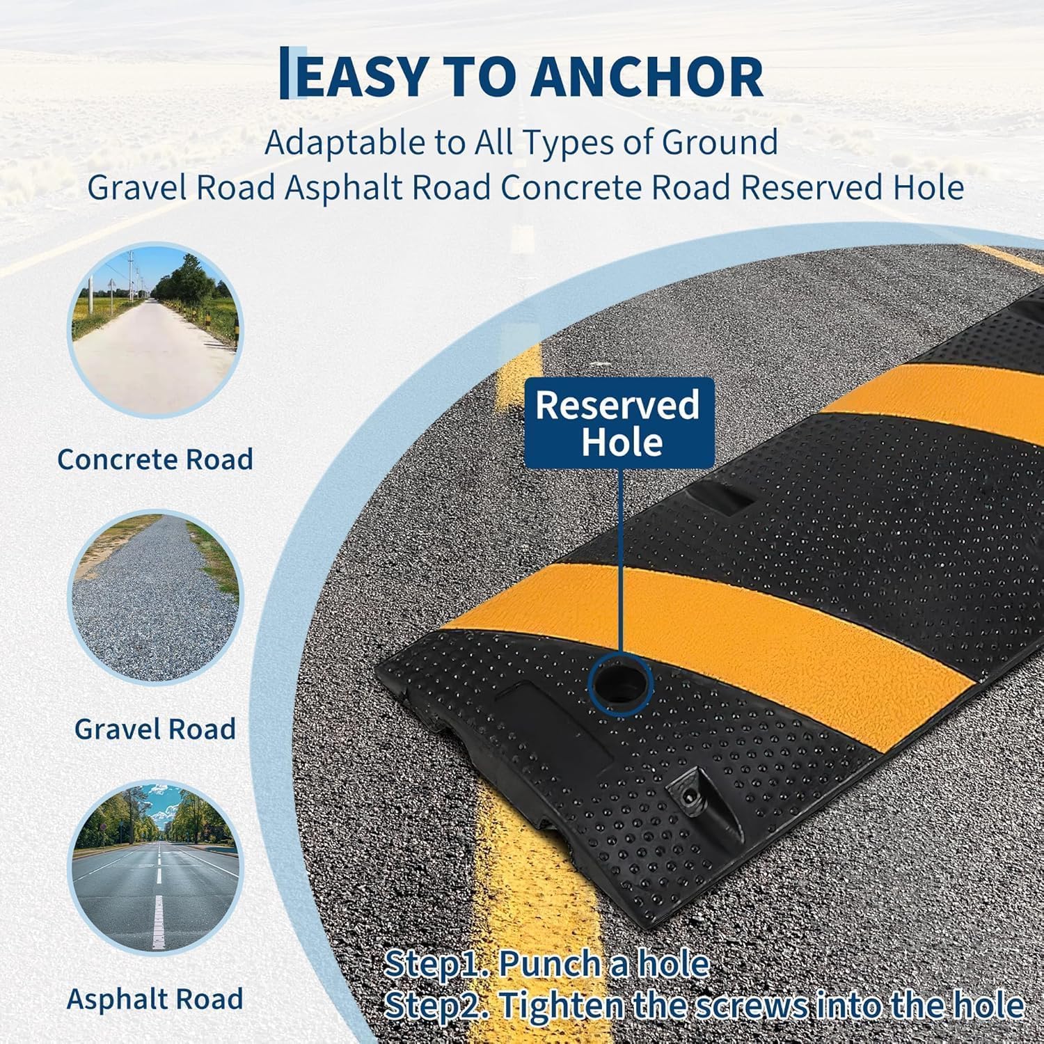 Garvee Rubber Speed Bump 6 Feet Heavy Duty 25000 Lbs Capacity Modular Driveway Asphalt Concrete Gravel Road Black Yellow